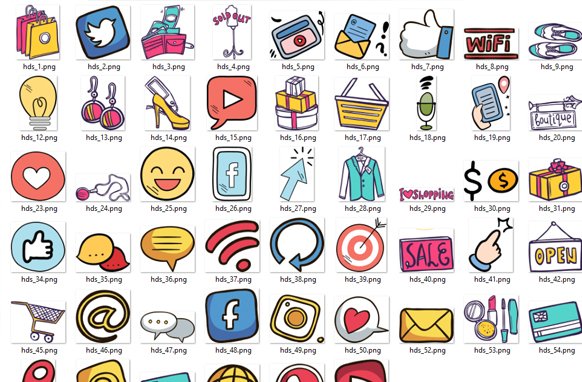 Social Media Hand Drawn Sticker – Images with Resell Rights